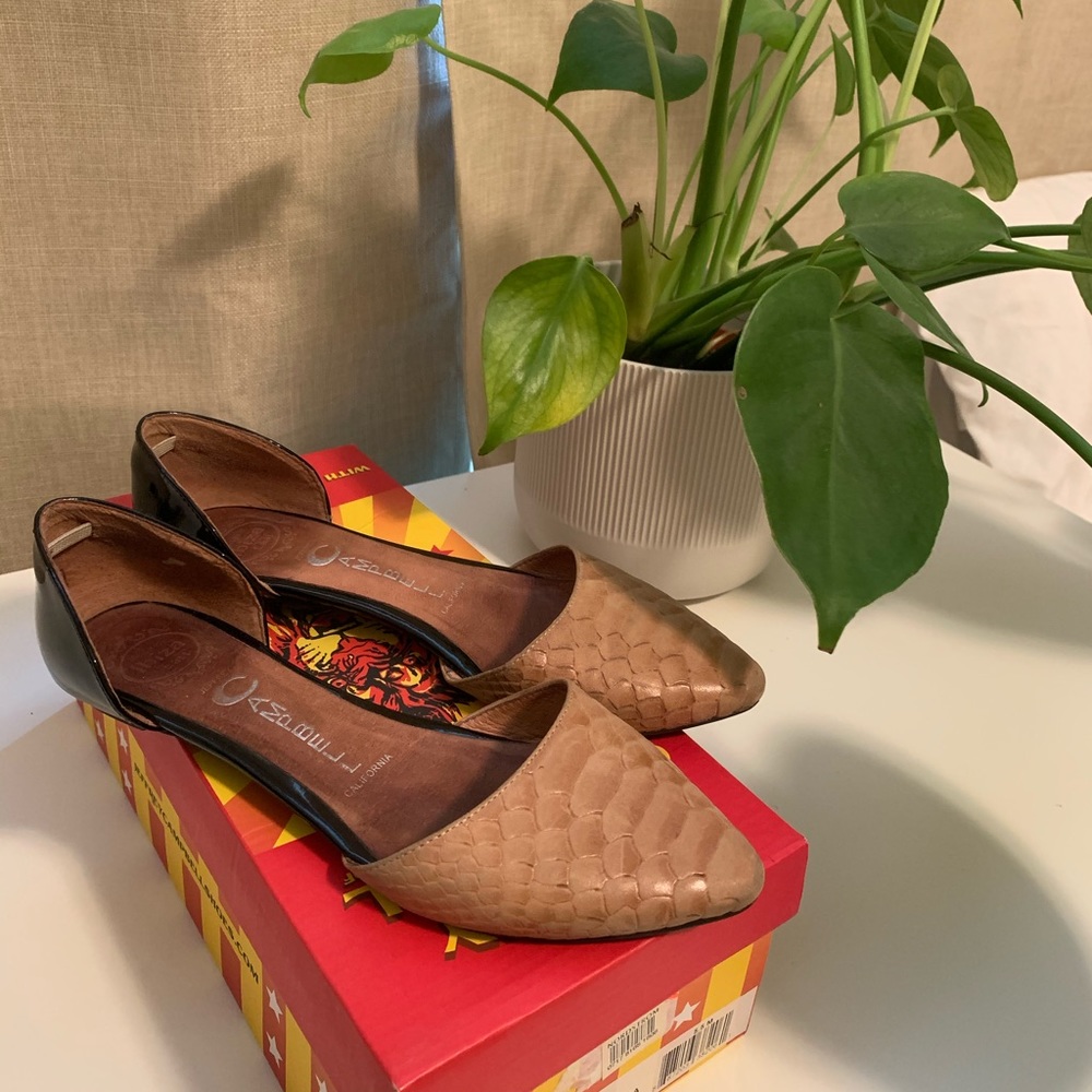 Black and Beige Snake Print Flat